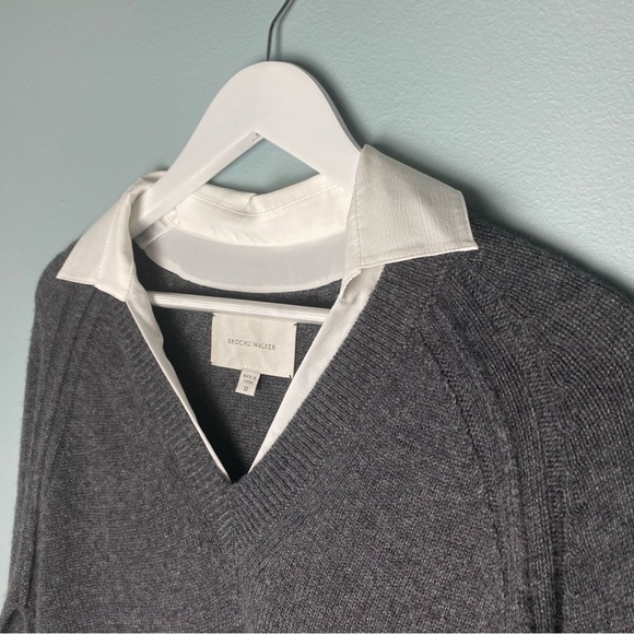 Brochu Walker Layered V Neck Medium RETAIL $388 Wool & Cashmere ECO FRIENDLY - Picture 2 of 10